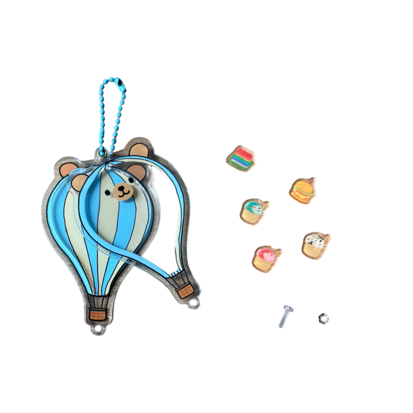 Bear Hot Air Balloon Shaker Keychain