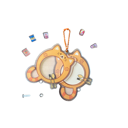 Orange Cat Plate Shaker Keychain